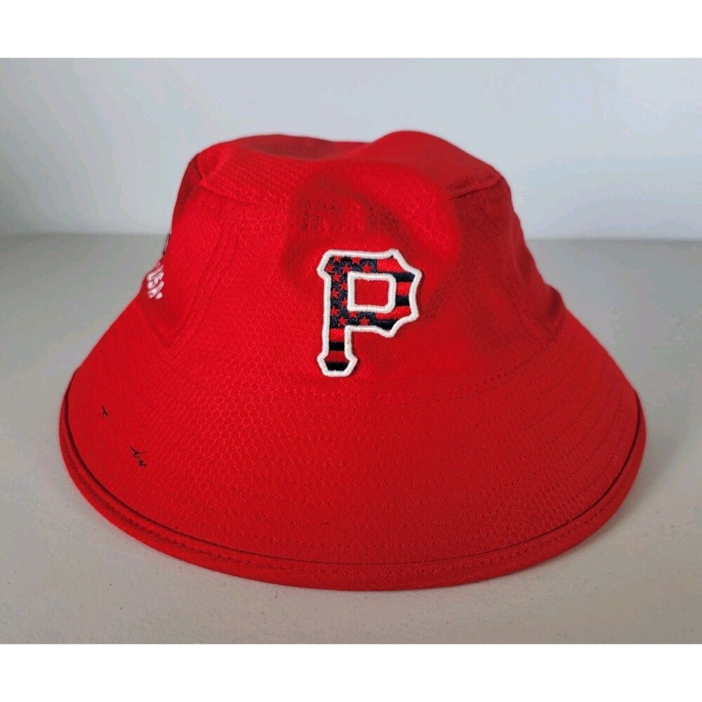 New Era Pittsburgh Pirates Bucket Hat Red Stars Stripes P Logo PIT USA Mens OSFM